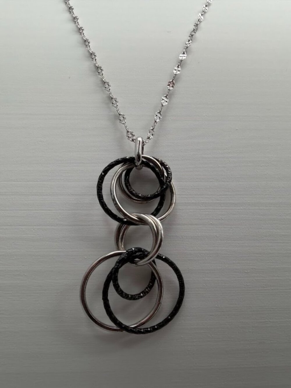 Italian Sterling Silver & Ruthenium-Plated Interlocking Circle Necklace
